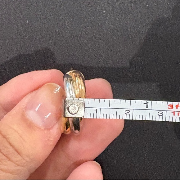 14k Tri-colored twist hoop-like earrings - Picture 6 of 7